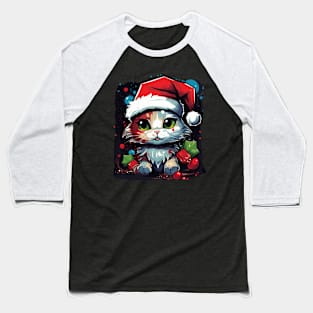 Christmas Cat - Winter Holiday Gift Baseball T-Shirt